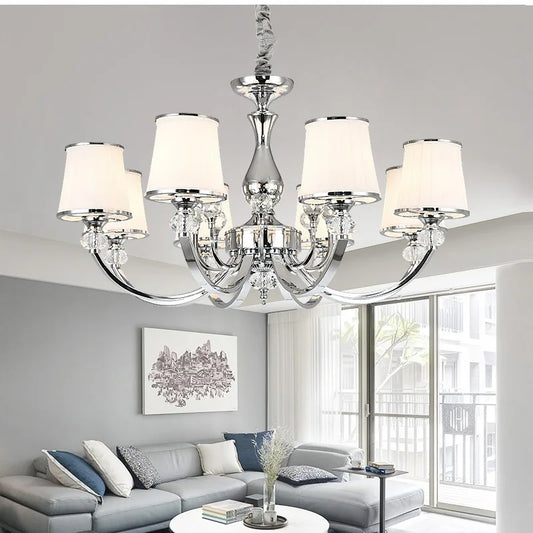 Elegant Chrome Modern Chandelier - Crystal LED Lighting Fixture for Living Room & Bedroom