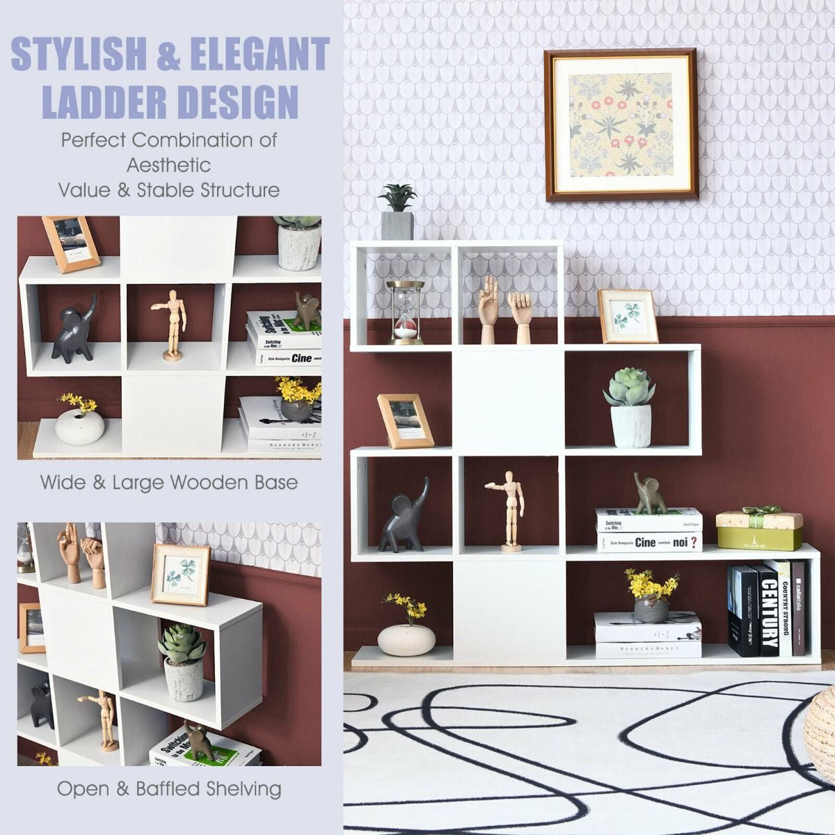 5-Tier Bookshelf for Display and Storage in Home and Office Environments