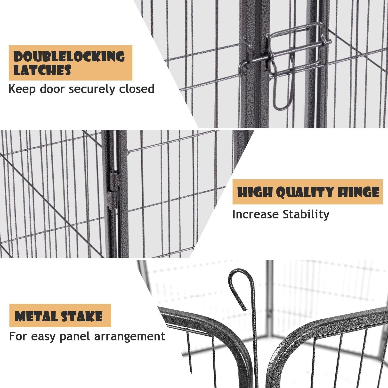 120 cm Durable Rust-Resistant 8-Panel Pet Playpen with Secure Lockable Gate - Perfect for Safe Playtime!