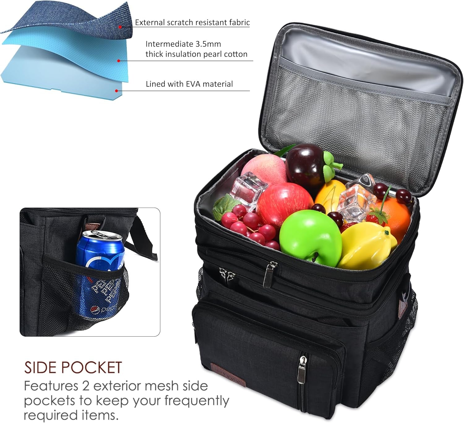 Insulated Lunch Bags - Leakproof Cooler with Adjustable Shoulder Belt