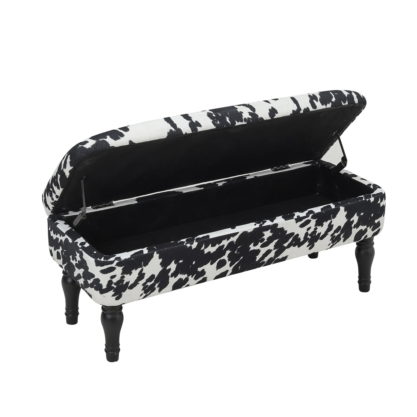 Cow Print Velvet Upholstered Storage Bench Living Room Shoe Changing Stool Leisure Stool Furniture