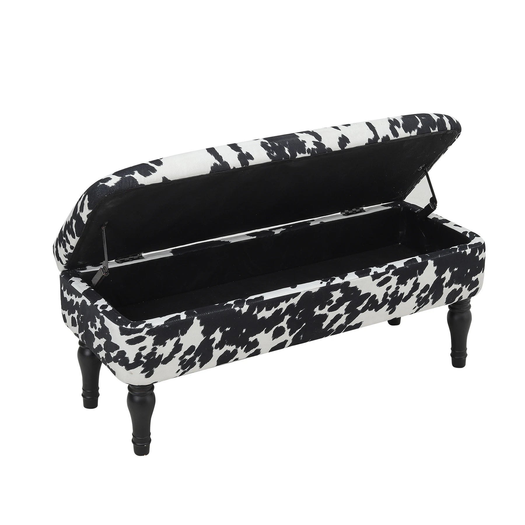 Cow Print Velvet Upholstered Storage Bench Living Room Shoe Changing Stool Leisure Stool Furniture