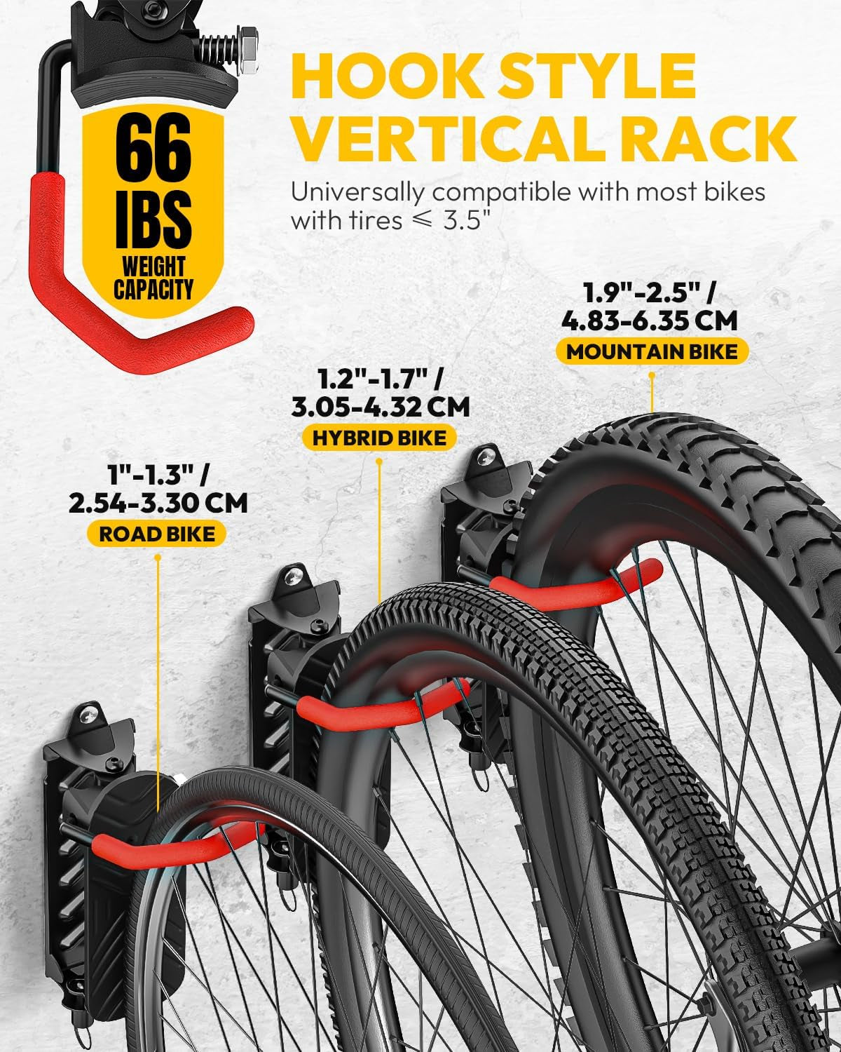 Maximize Your Space with Our Heavy-Duty Swivel Wall-Mounted Bike Storage Rack - Supports Bikes Up to 66 lbs for Indoor and Garage Use