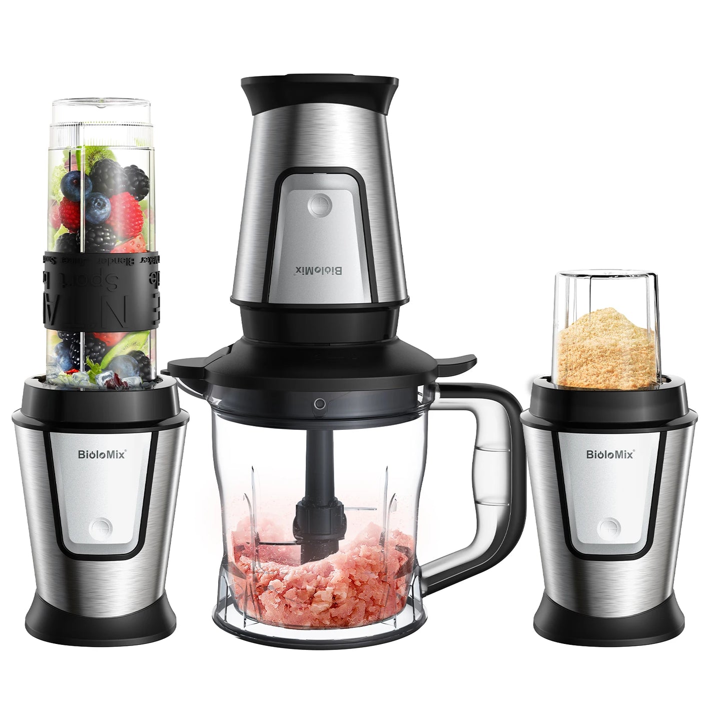 Ultimate 3-In-1 Portable Food Processor: 700W Juicer, Blender, and Chopper for Smoothies and Dry Grinding