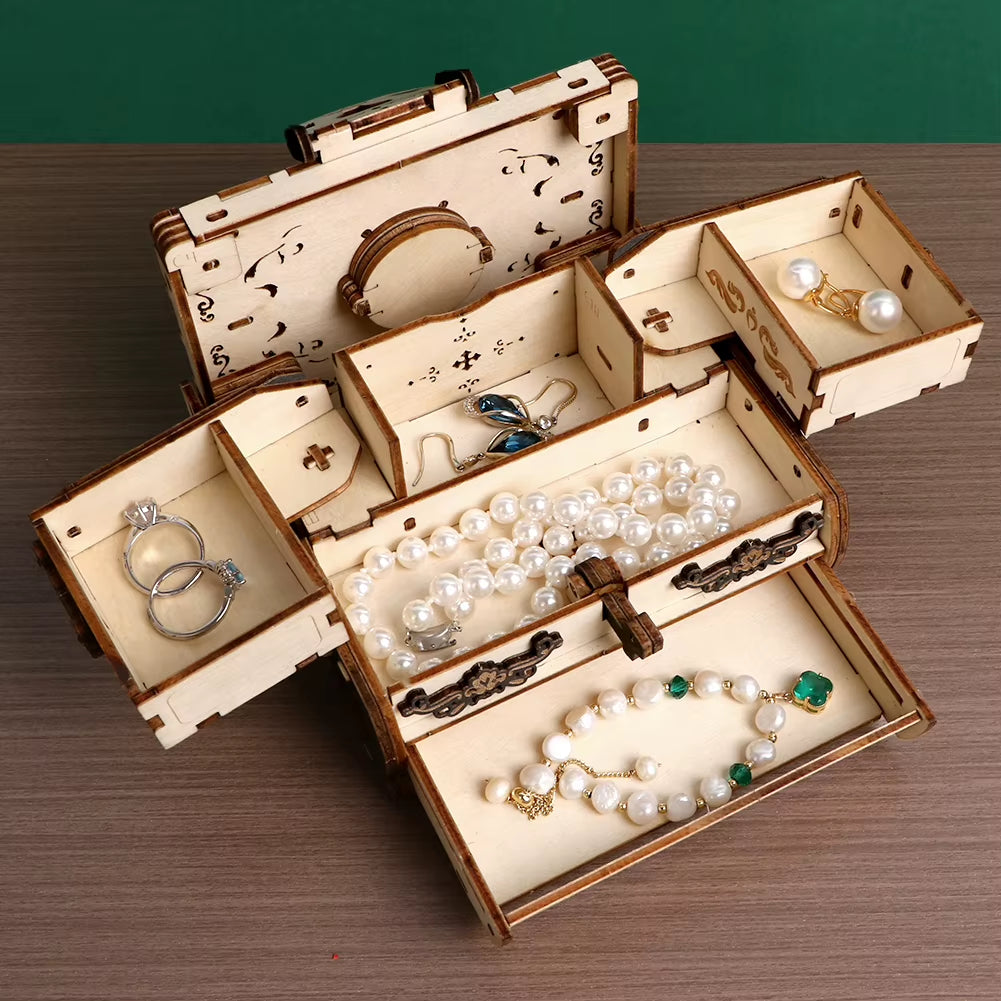 Exquisitely Carved Vintage Jewellery Box Puzzle Gift 