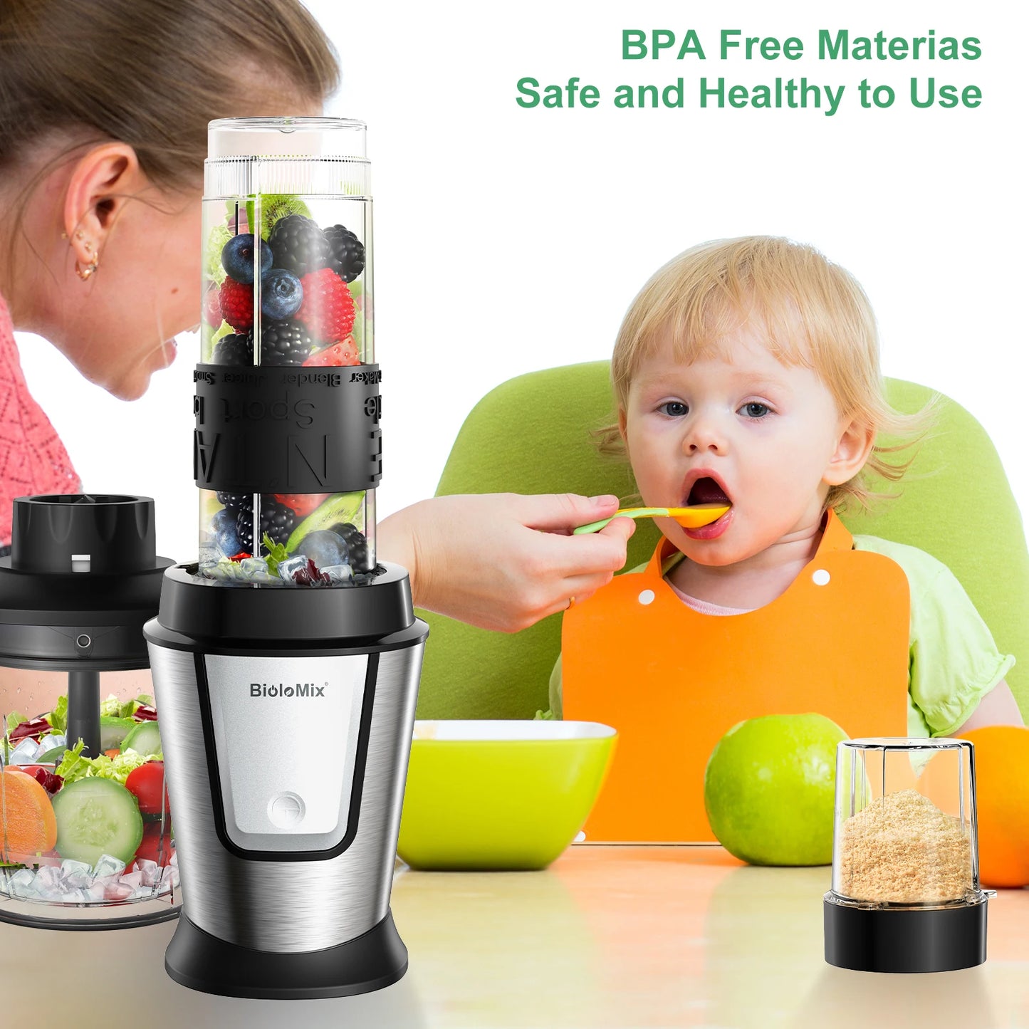 Ultimate 3-In-1 Portable Food Processor: 700W Juicer, Blender, and Chopper for Smoothies and Dry Grinding
