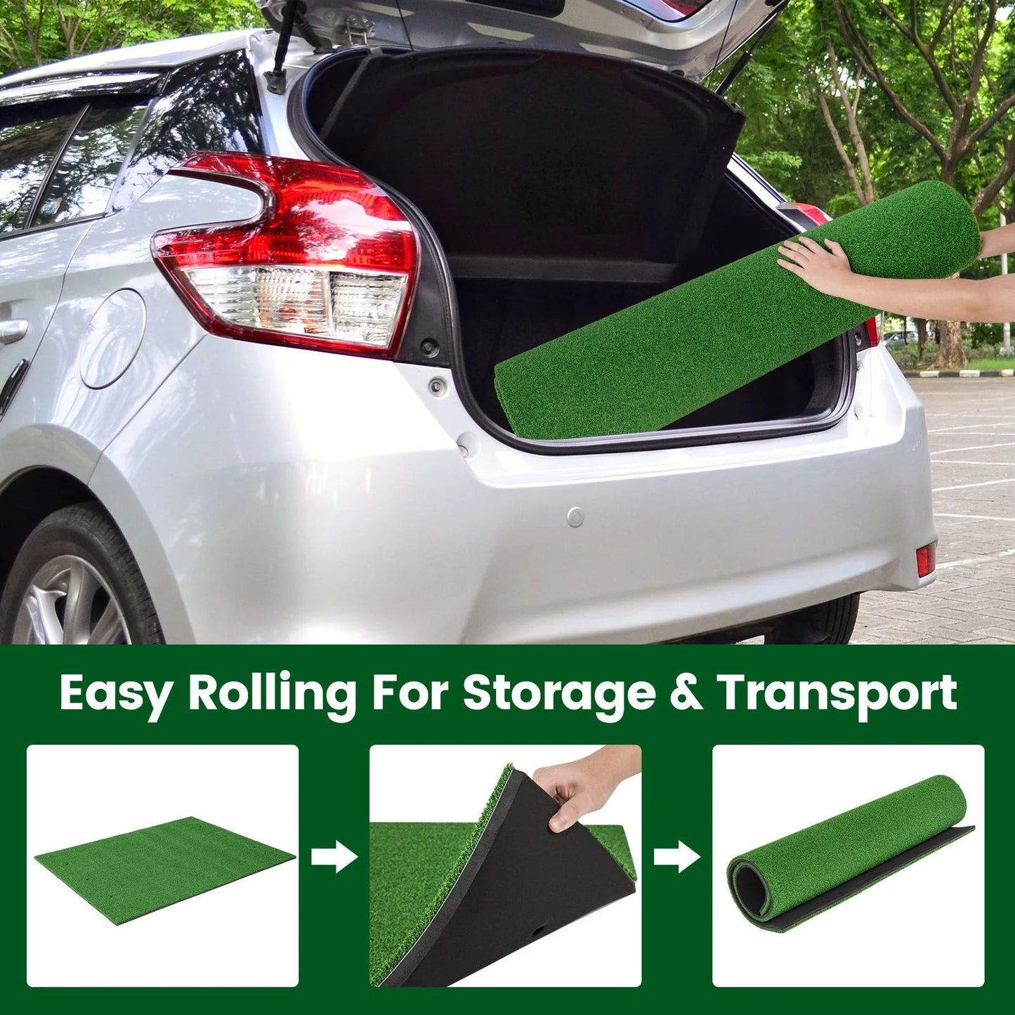 Professional 3-in-1 Golf Practice Hitting Mat with Synthetic Grass Turf