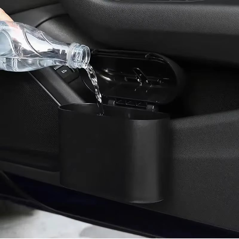 Car Clamshell Trash Bin Hanging Vehicle Garbage Dust Case Storage Box Black ABS Square Pressing Trash Can Universal Organizer