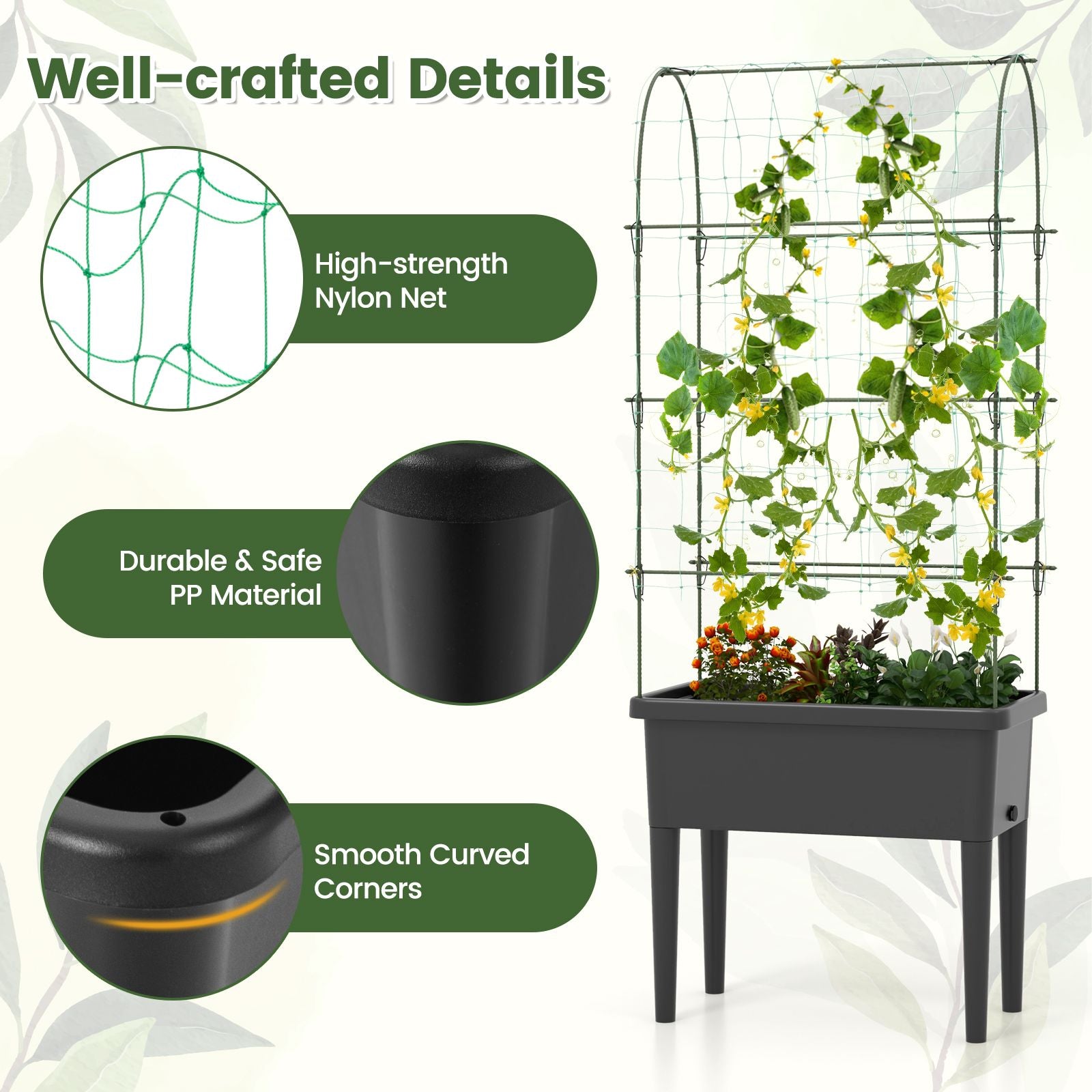 Self-Watering Raised Garden Bed with Climbing Trellis