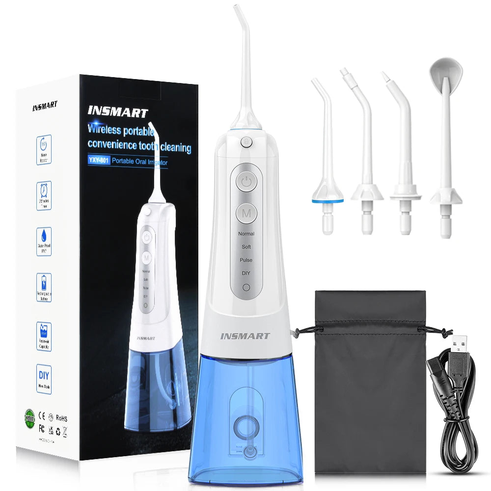 Portable Waterproof Oral Irrigator - Teeth Whitening Dental Water Flosser with 300ML Capacity for Ultimate Oral Care