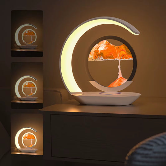 Elegant Quicksand Table Lamp with USB Wireless Charging