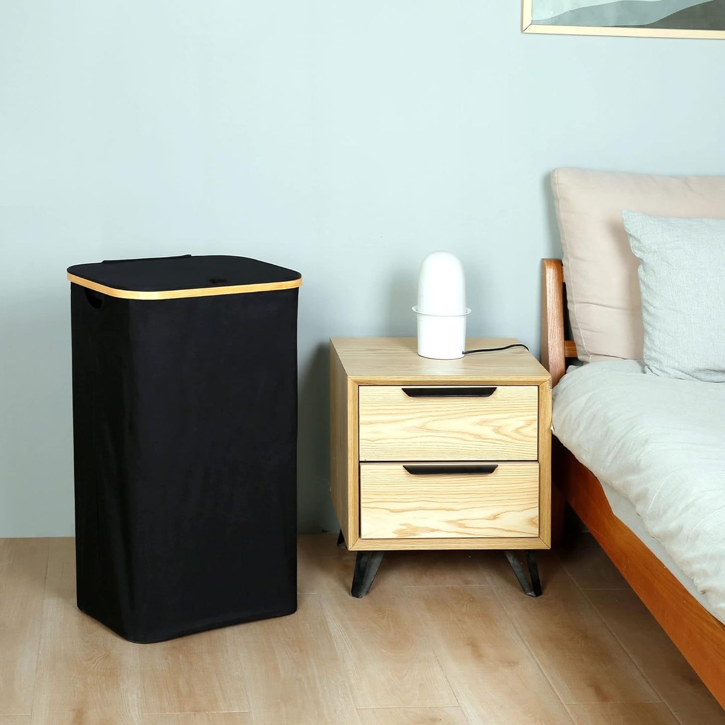 Spacious 110L Black Laundry Hamper with Lid & Handle - Collapsible Organizer with Removable Inner Bag for Clothes, Toys, and Towels