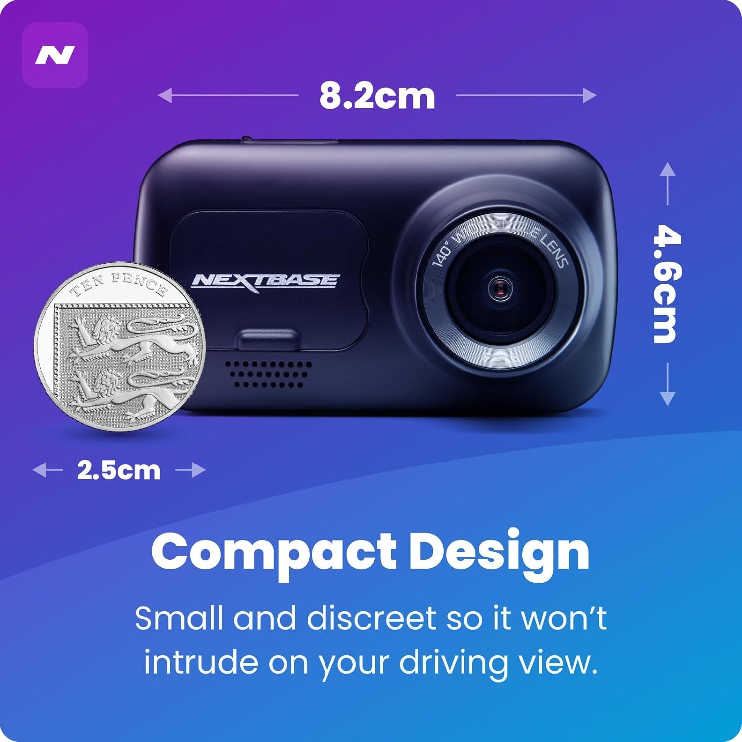 222XR Full HD Dash Camera - 1080P Front & Rear Recording, Night Vision, G-Sensor, Motion Detection, Loop Recording, 2.5" IPS Display, Magnetic Mount