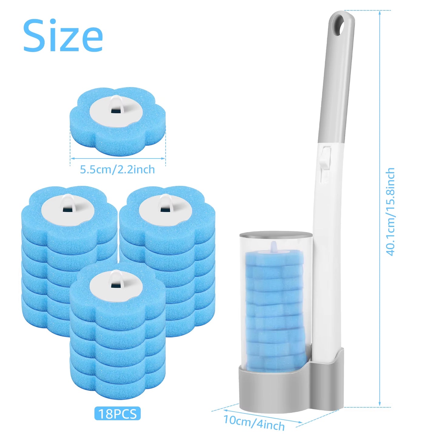 Ultimate 24/36Pcs Disposable Toilet Brush Set - Long Handle, Wall-Mounted Cleaning Kit with Replaceable Heads for Effortless Bathroom Care