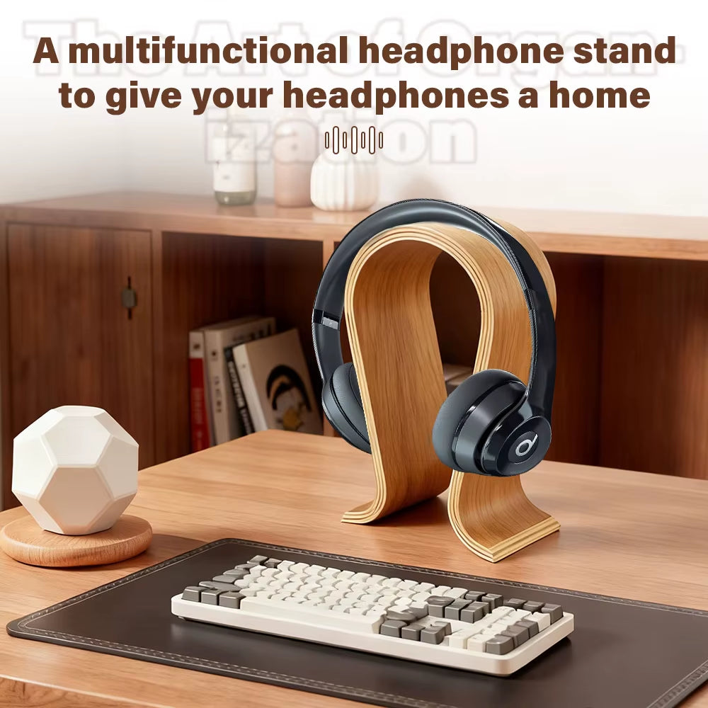 Elegant U-Shaped Wooden Headphone Stand - Perfect Display for All Headphones