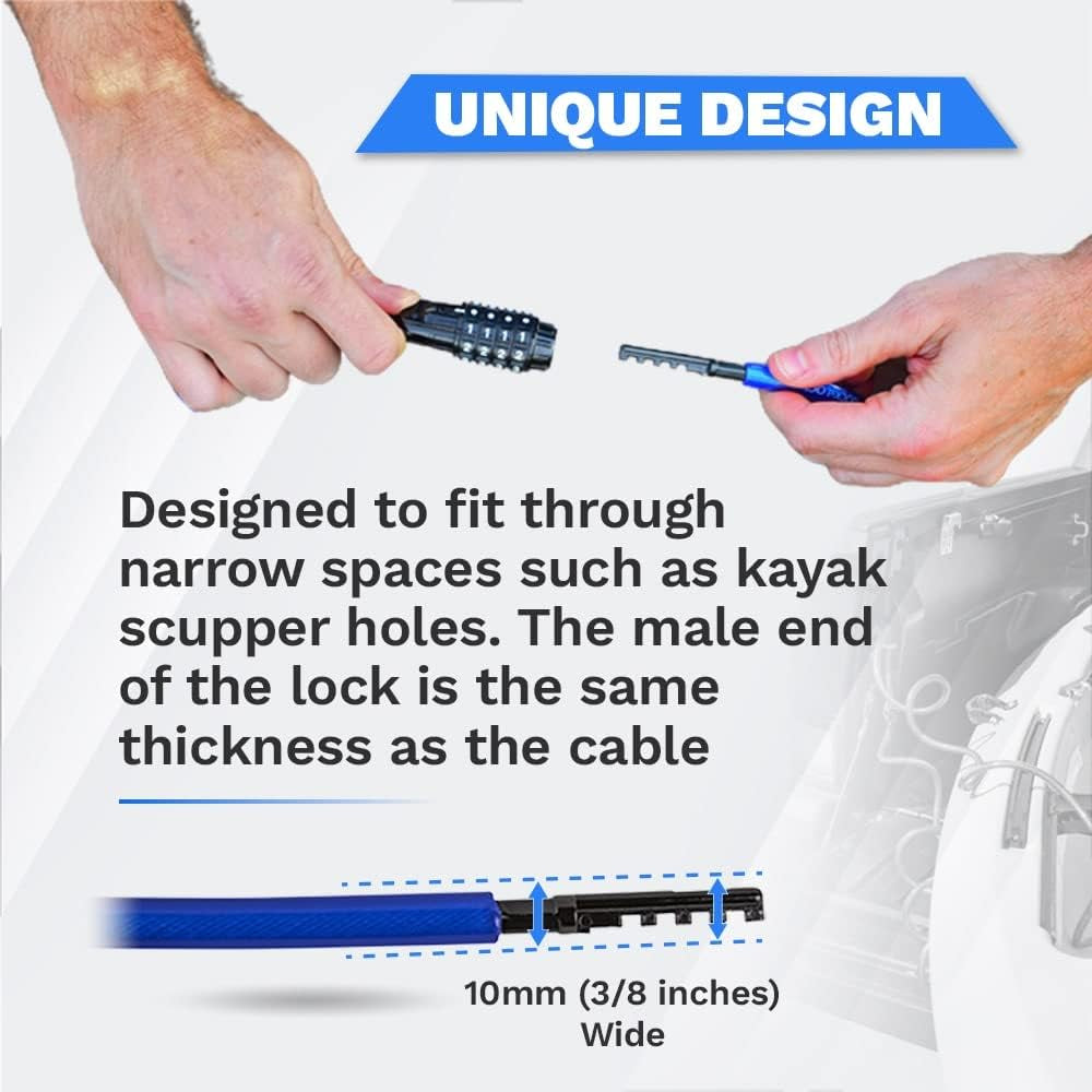 Ultimate 10Ft Weatherproof Coiled Security Cable Lock with Resettable Combination - Superior Anti-Theft Protection for Kayaks, Bicycles, Paddleboards, Scooters, and Gear