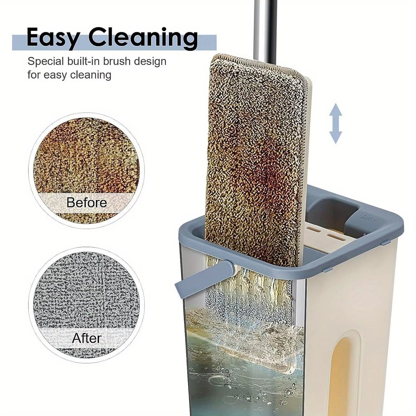 360° Flat Squeezed Microfiber Mop and Bucket Set - Ultimate Floor Cleaning System with 4 Extra Pads