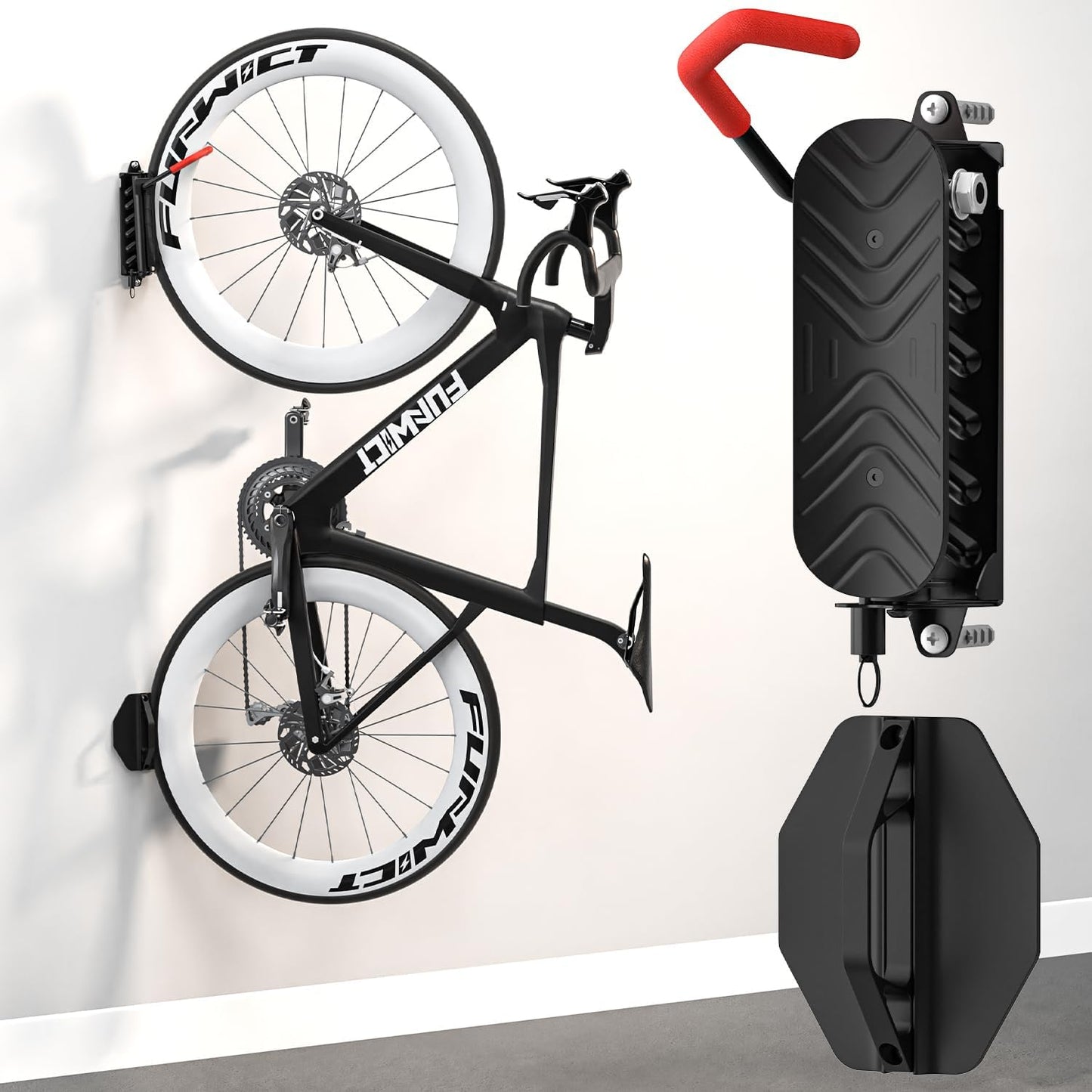 Maximize Your Space with Our Heavy-Duty Swivel Wall-Mounted Bike Storage Rack - Supports Bikes Up to 66 lbs for Indoor and Garage Use