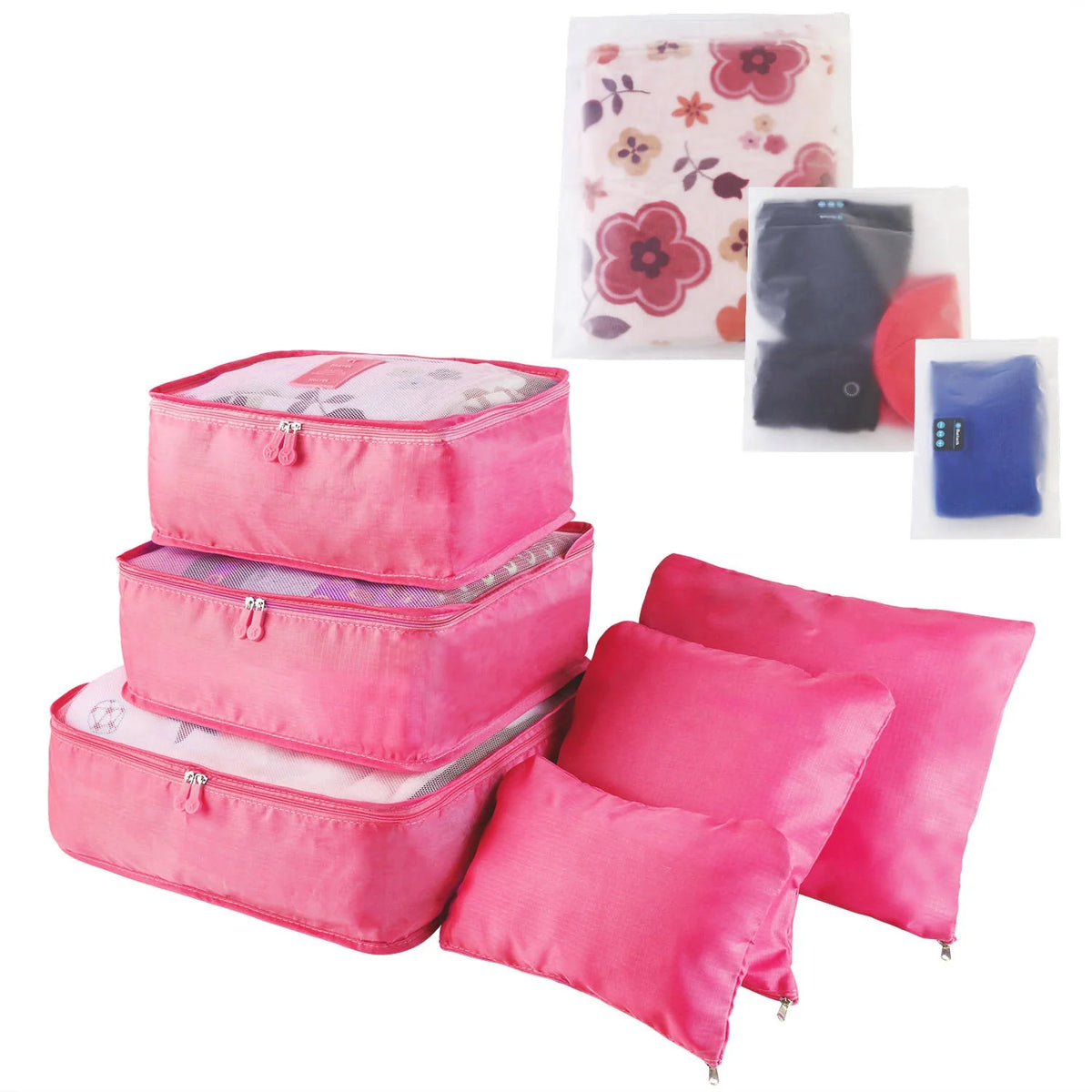 9-Piece Clothes Storage Bag Set - Water-Resistant Travel Luggage Organizers for Blouses, Hosiery, Stockings, and Underwear