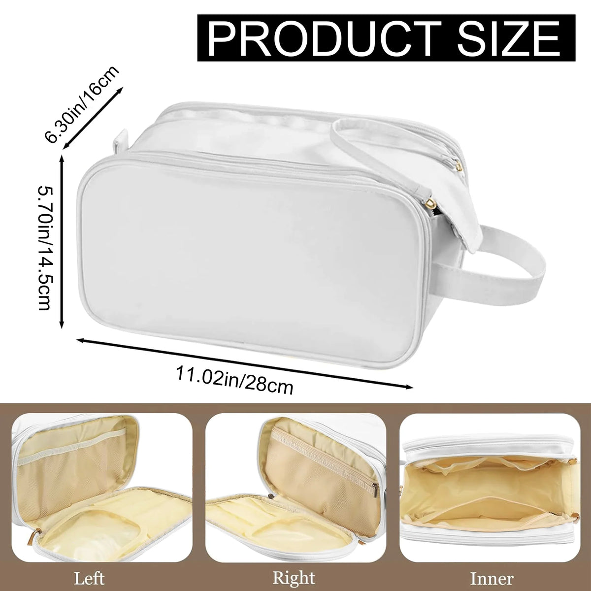 Travel Toiletry Bag for Women Men - Large Travel Toiletry Organizer Makeup Bag, Hanging Cosmetic Bag Kit - Leather