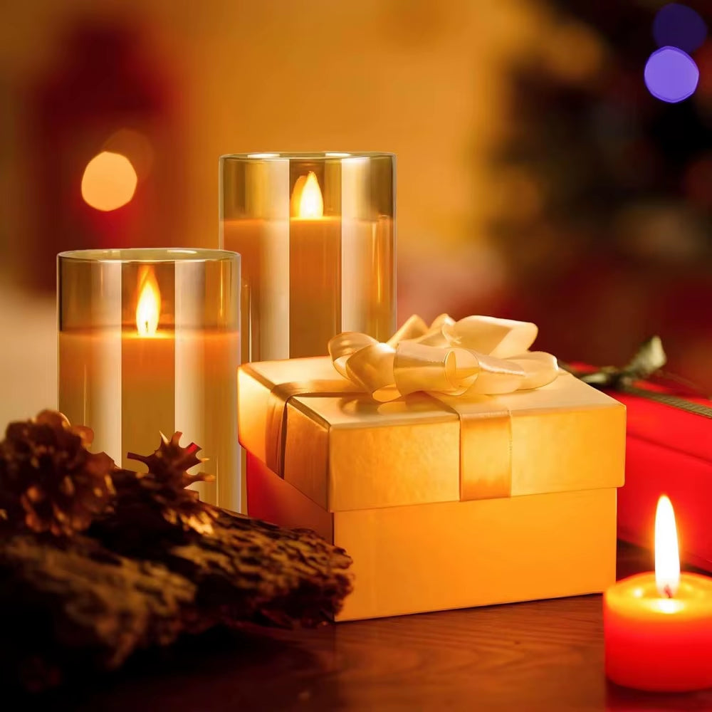 3Pcs/Set LED Flameless Candles Flickering Light with Remote Control for Festival Wedding Home Party Decor Lighting