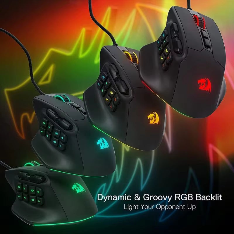 RGB Wired Gaming Mouse - 15 Programmable Buttons & Ergonomic Design for Ultimate Comfort