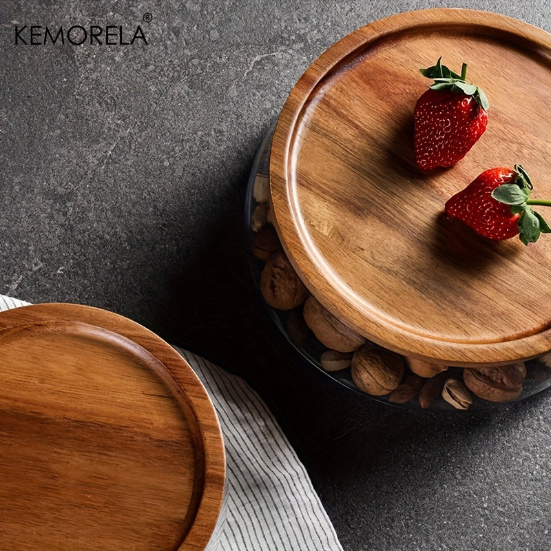 Wooden Trays Glass Bowl Nuts Fruits Food Container
