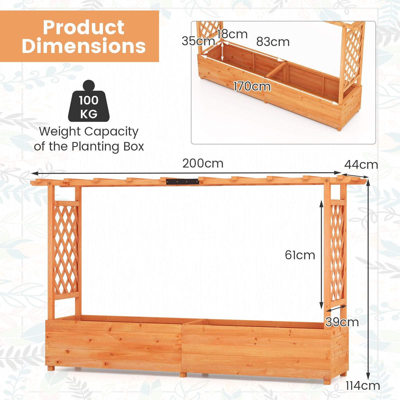 Elevated Garden Bed with Dual Trellis System and Canopy Roof