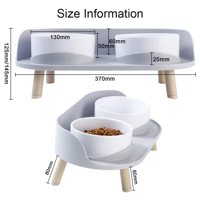 Elevated Double Bowl Pet Feeder - Adjustable Height for Cats and Dogs, Perfect for Water and Food