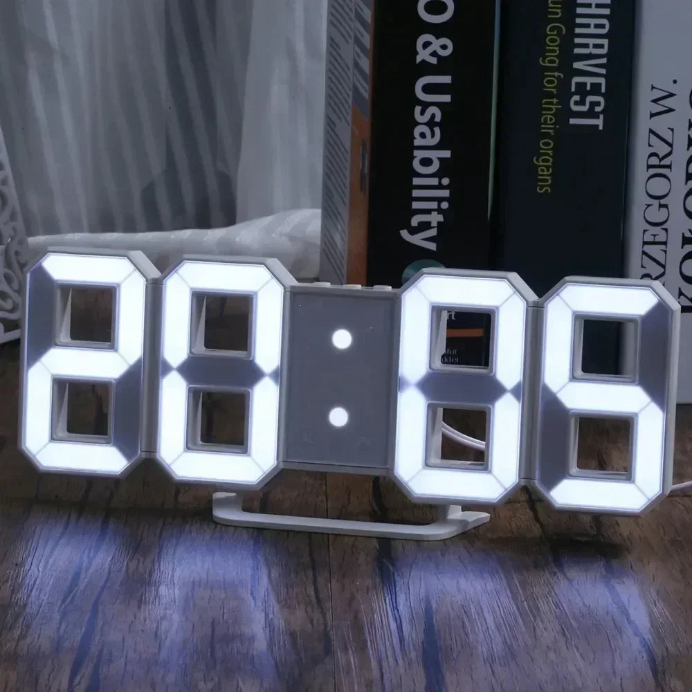 Sleek 3D LED Digital Alarm Clock - Stylish Wall Clock with Time, Date & Temperature for Home, Kitchen & Office Decor