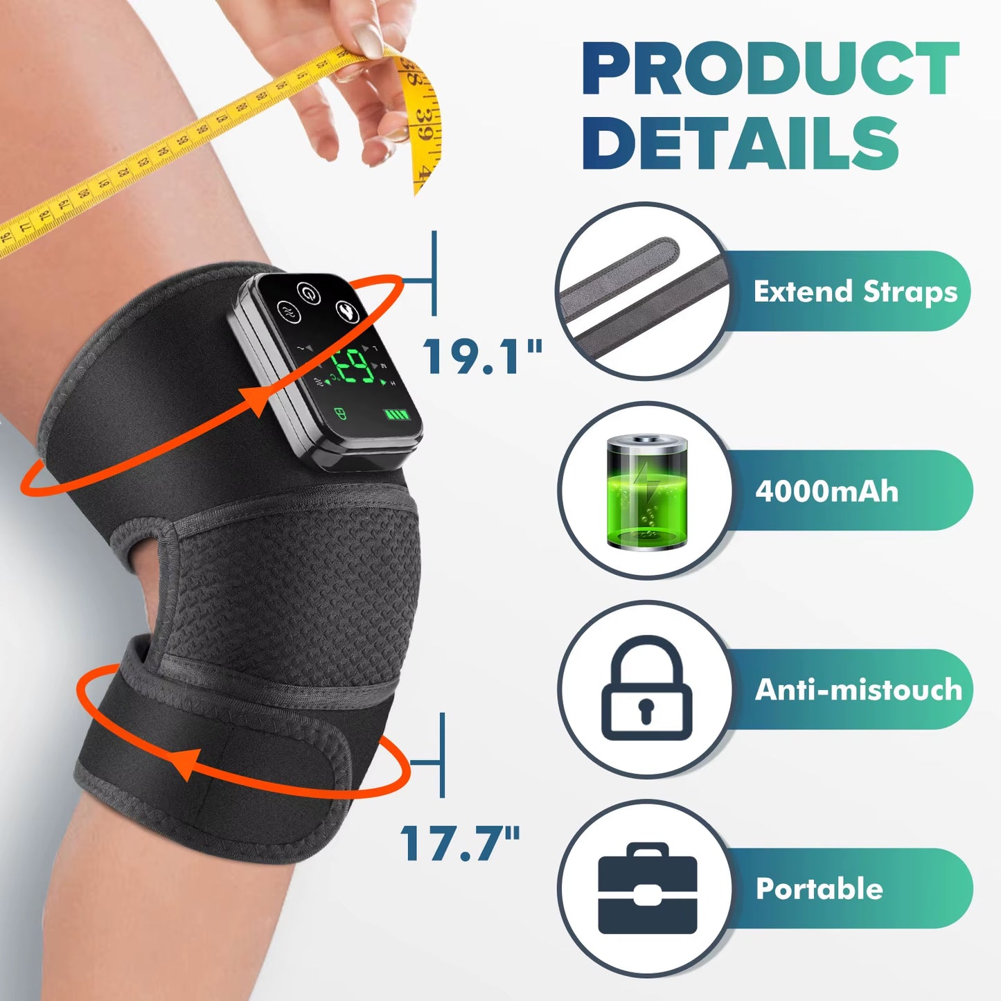 Ultimate Knee Heating Massager - Soothing Hot Compress & Vibration Therapy for Joint Relief, Elbow & Shoulder Support, Perfect for Arthritis Pain Relief