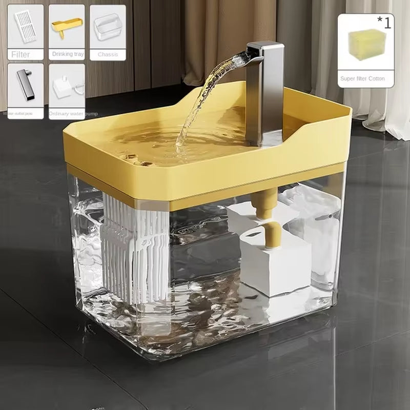 Automatic Cat Water Fountain with USB Pump - Transparent Recirculating Filtered Water Dispenser for Happy, Healthy Cats