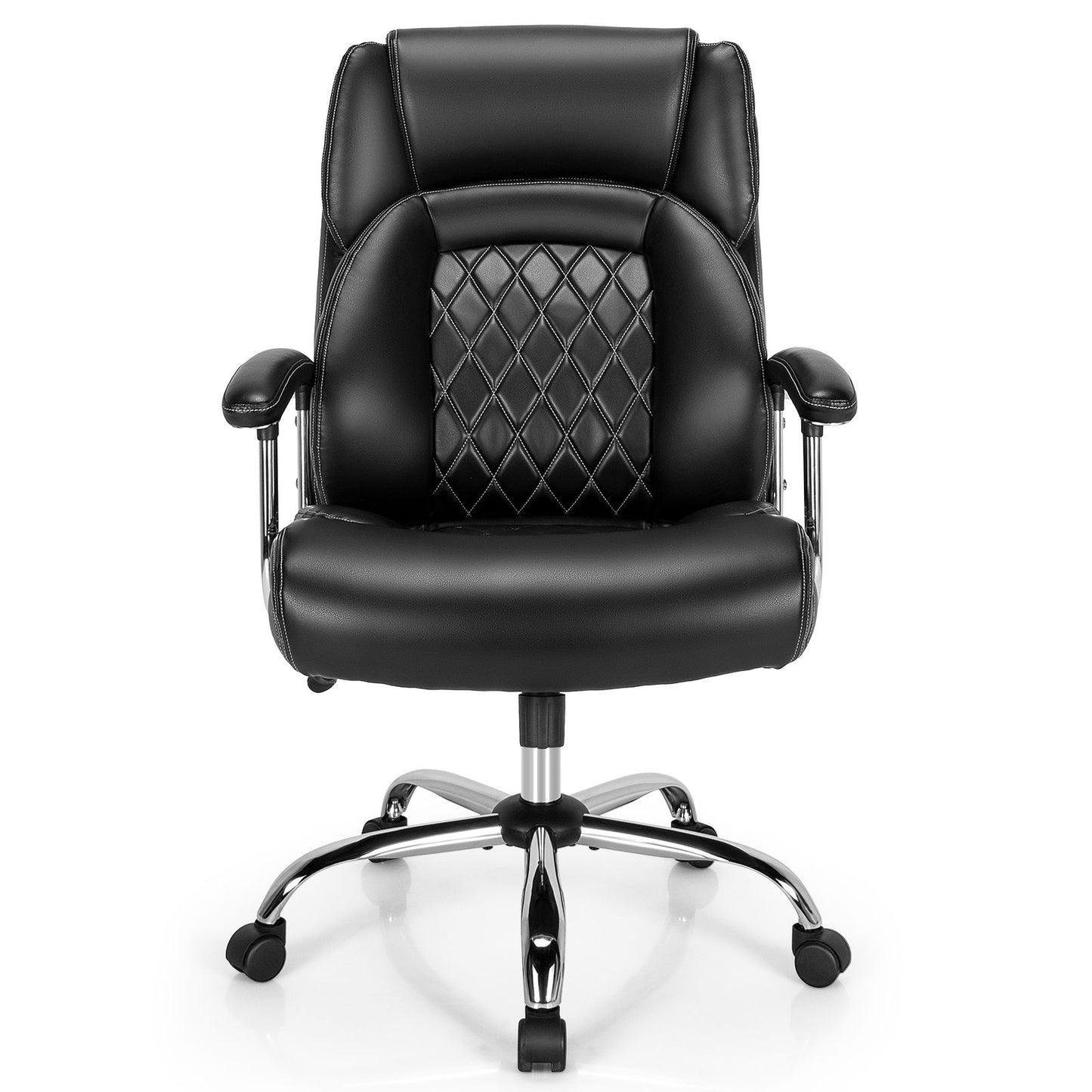 Executive Leather Office Chair with Rocking Functionality and Armrests