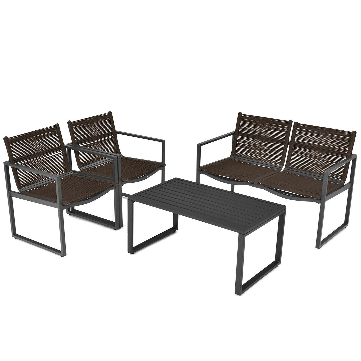 4-Piece Outdoor Patio Furniture Set with Loveseat, Armchairs, and Coffee Table