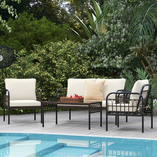 4-Piece Patio Furniture Set Featuring Comfortable Cushions