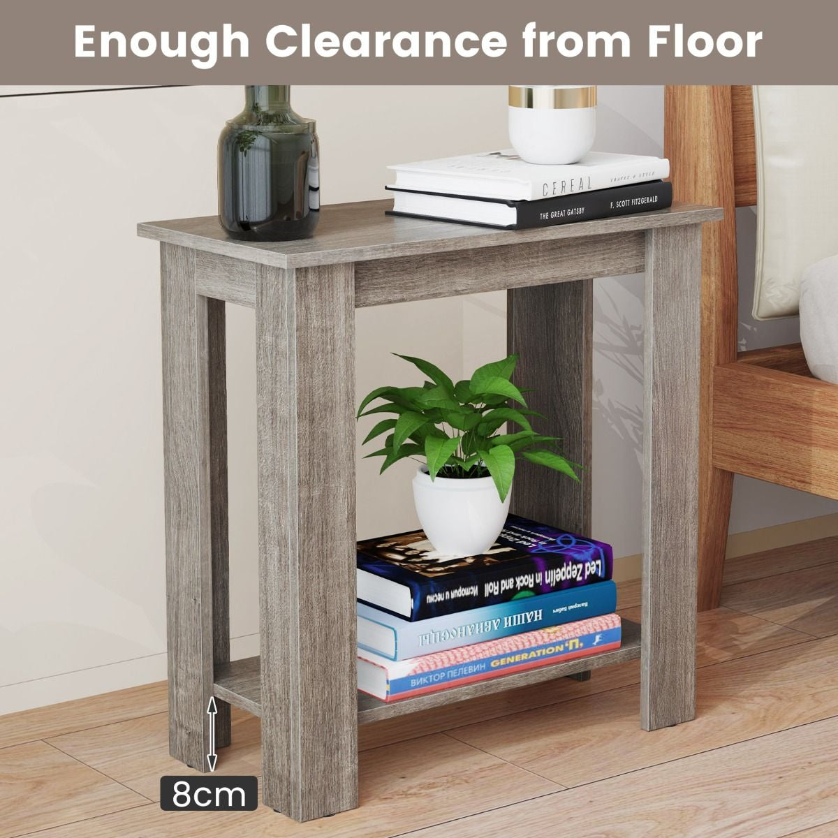 Stylish 2-Tier End Table with Storage Shelf for Small Spaces