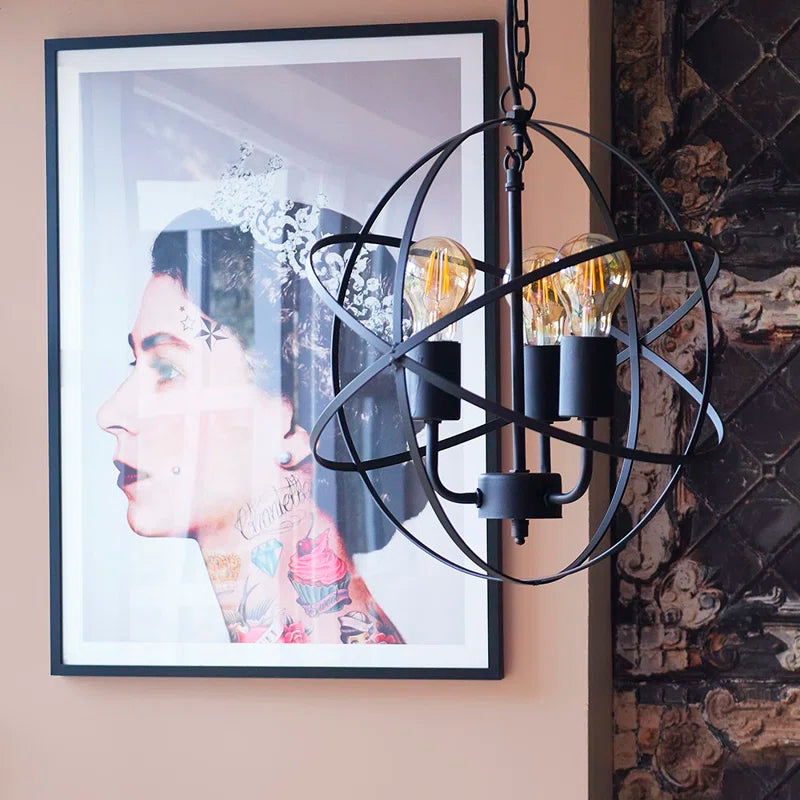 Glenview 3 - Light Matt Black Sphere Pendant