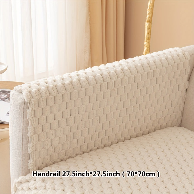 1PC Cozy Winter Plush Sofa Slipcover - Soft, Non-Slip, Water-Resistant Furniture Protector with Elegant Design for Bedroom, Office, Living Room Home Decor - Easy to Clean, Machine Washable, and Durable