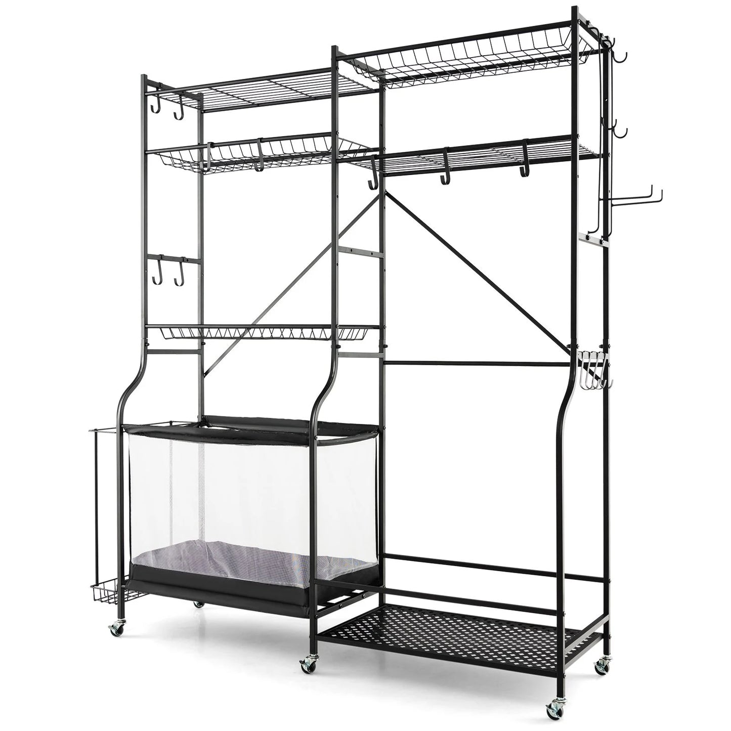 Metal Sports Equipment Organizer with Adjustable Shelving for Ball Storage