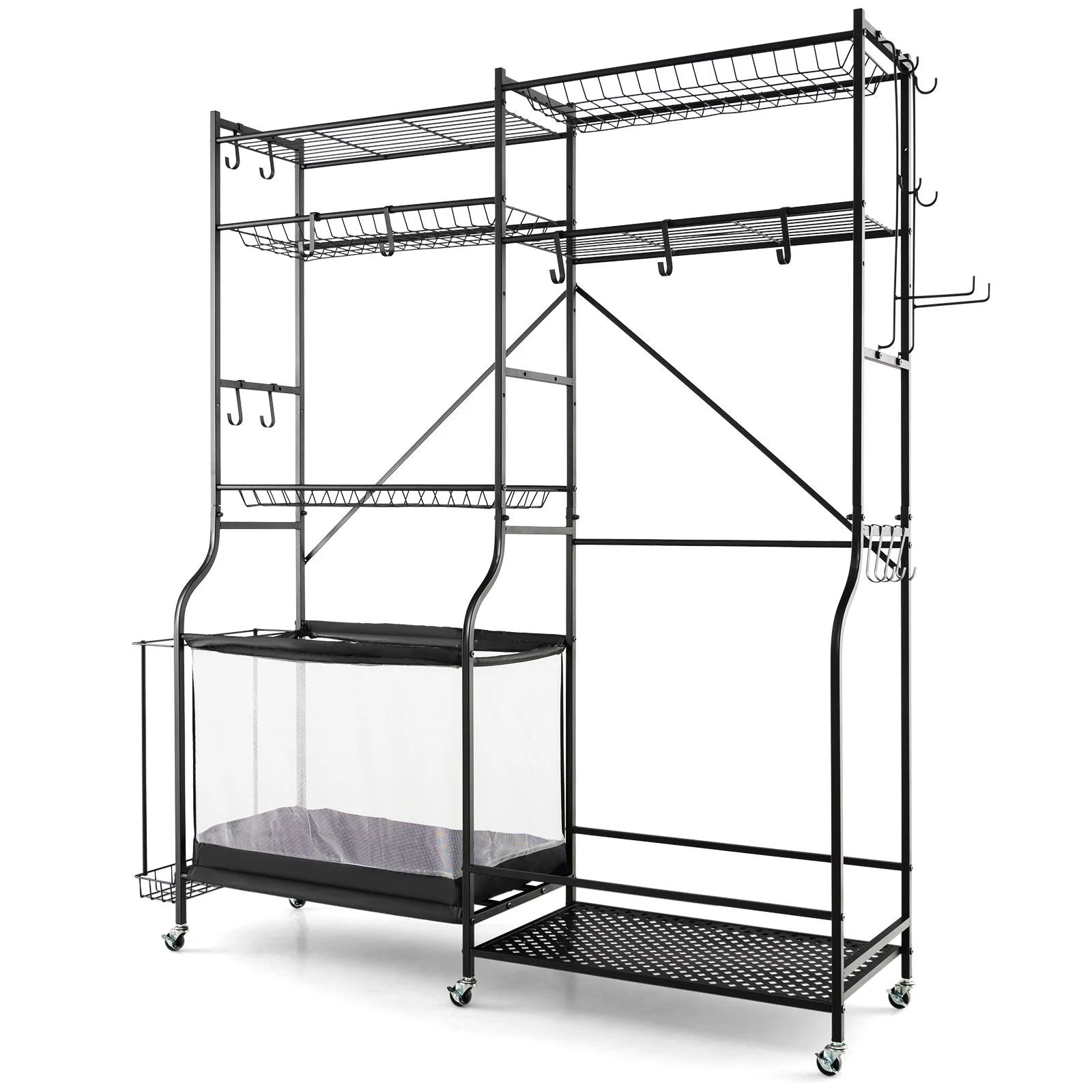 Metal Sports Equipment Organizer with Adjustable Shelving for Ball Storage