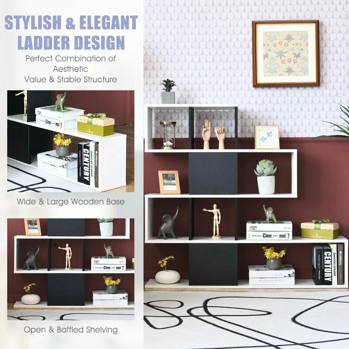 5-Tier Bookshelf for Display and Storage in Home and Office Environments