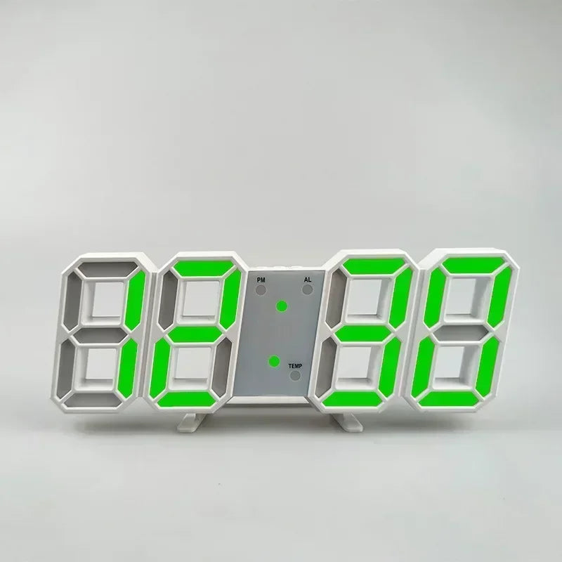 Sleek 3D LED Digital Alarm Clock - Stylish Wall Clock with Time, Date & Temperature for Home, Kitchen & Office Decor