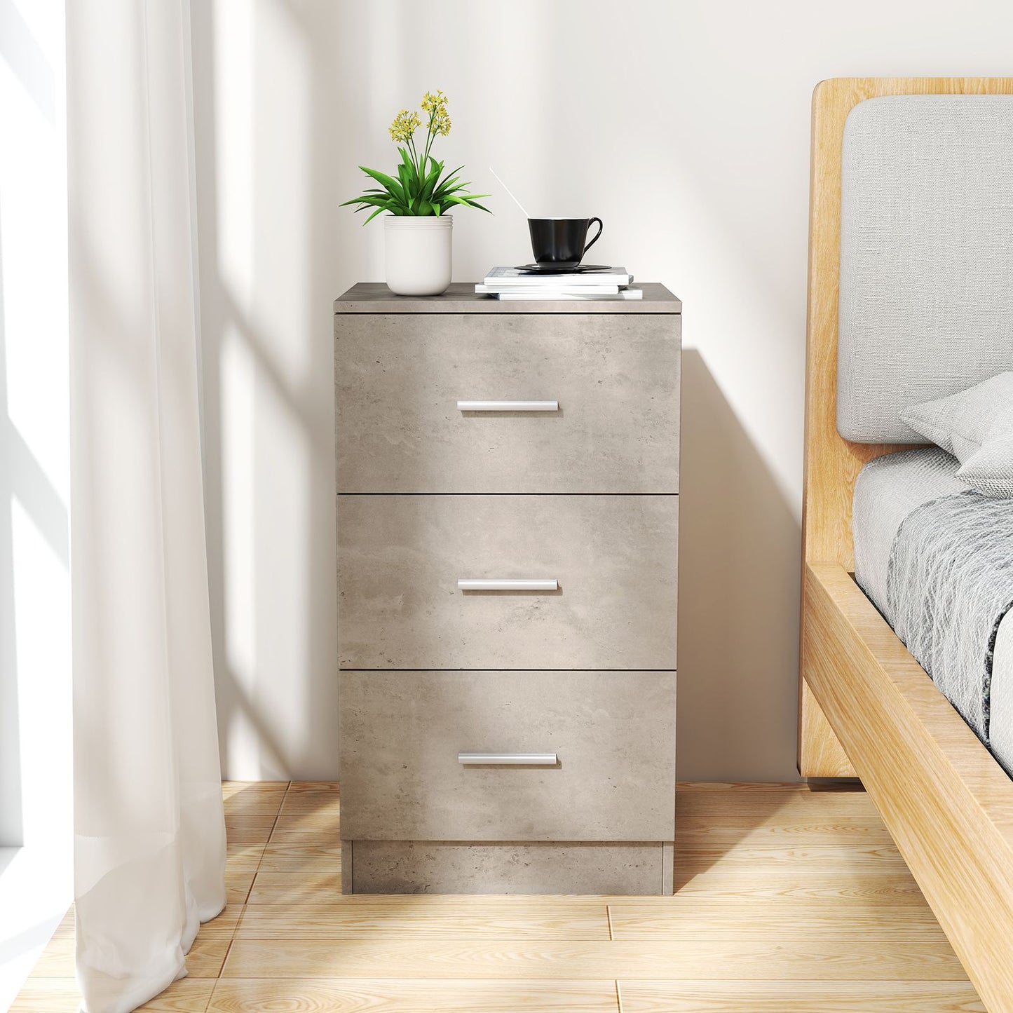 3-Drawer Wooden Dresser with Anti-Tip Safety Feature
