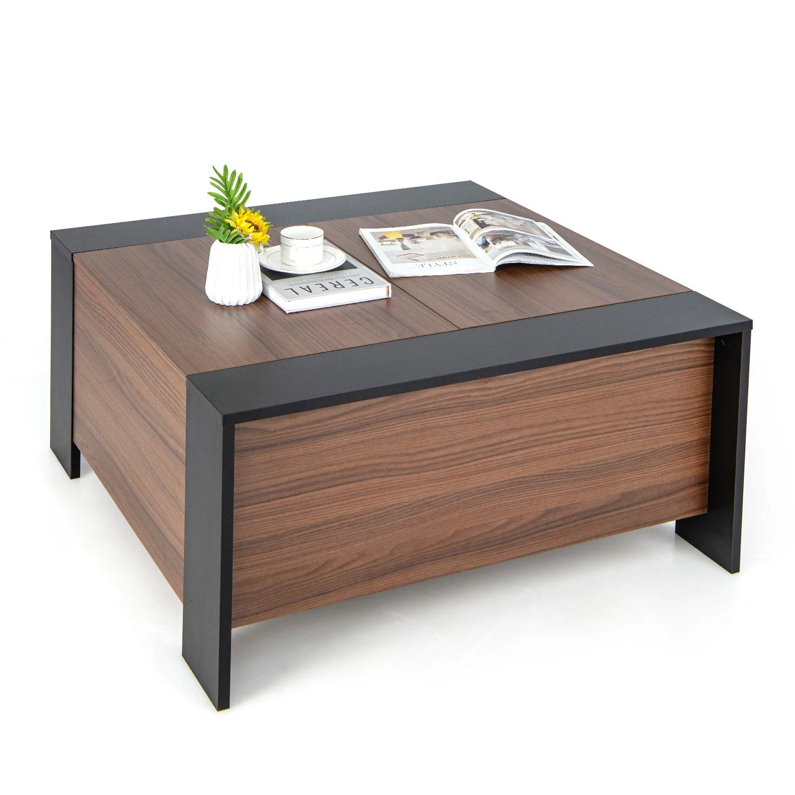 92cm Square Coffee Table with Sliding Top and Concealed Storage Compartment