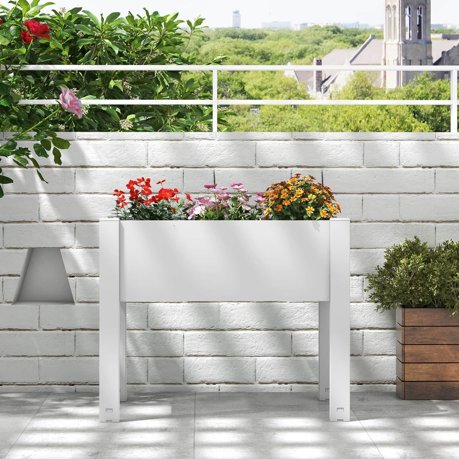53L Elevated Garden Bed with Water Level Indicator and Drainage Feature