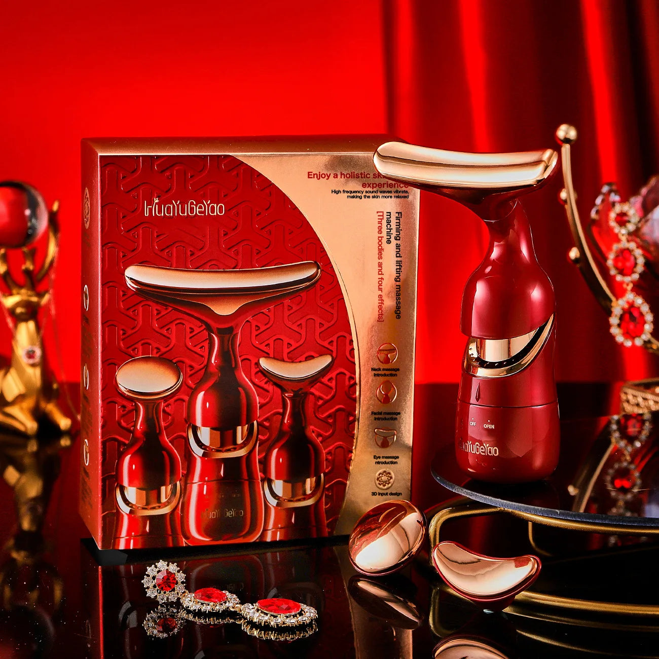 Rejuvenate Your Skin: 3-in-1 EMS Facial Lifting Device for Neck, Face & Eyes - Anti-Aging Massager for Youthful Glow