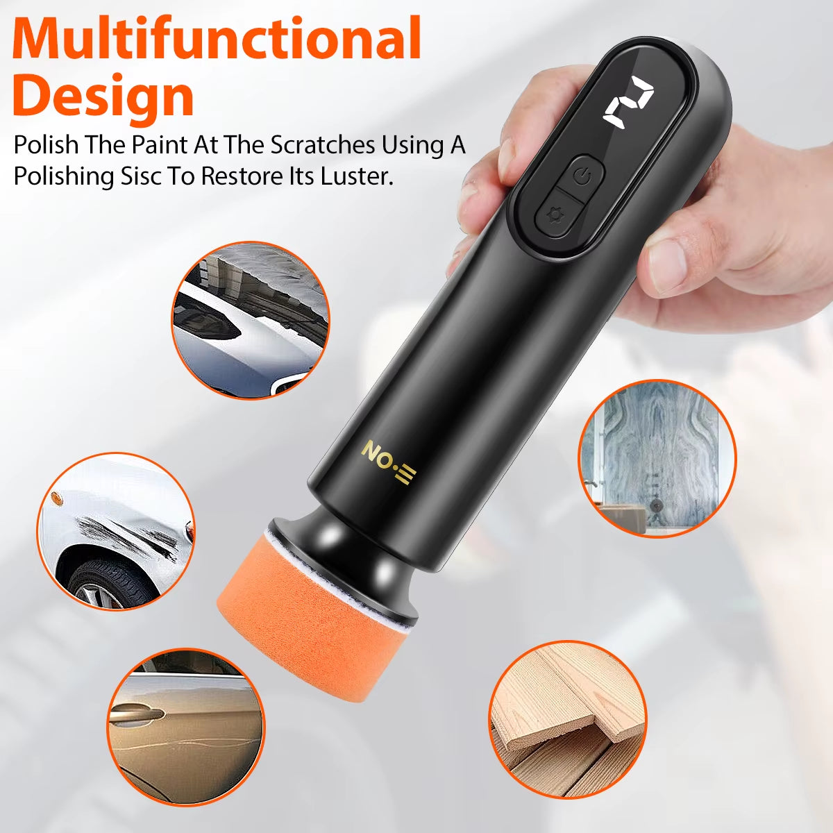 40W Portable Mini Cordless Car Polishing Machine - 3 Speed USB Rechargeable Scratch Repair Tool with 12000 RPM