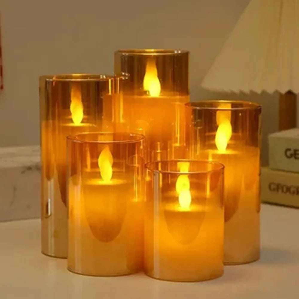 3Pcs/Set LED Flameless Candles Flickering Light with Remote Control for Festival Wedding Home Party Decor Lighting