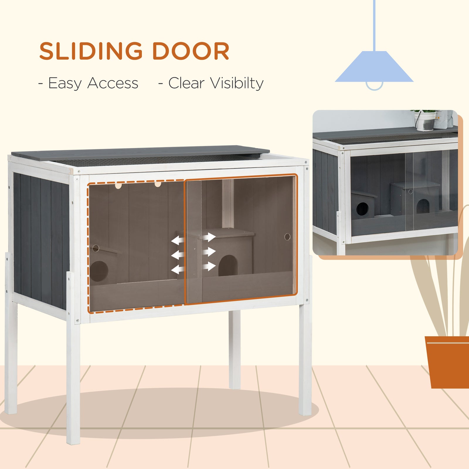 Wooden Hamster Cage, Small Animal Hutch W/ Top Shelf, Huts, Spacious Room