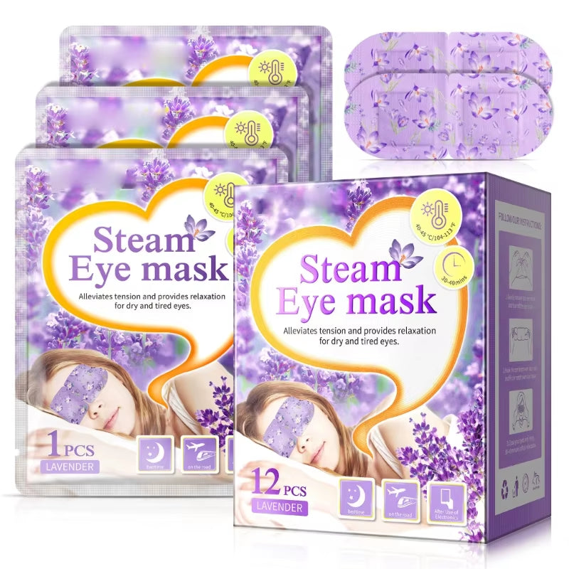 Relax and Rejuvenate: 12 Disposable Self-Heating Lavender Eye Masks for Daily Moisturizing and Sleep Comfort